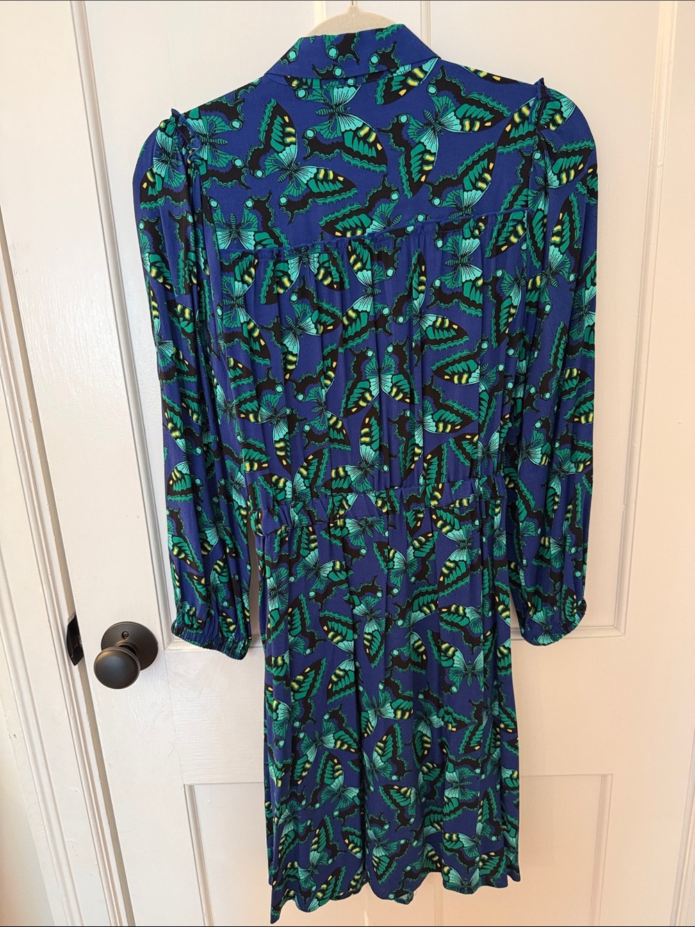 Maeve Blue and Green Butterfly-Print Long-Sleeve Dress - Picture 4 of 4
